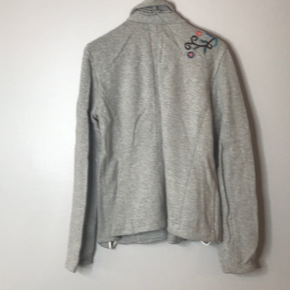 JWLA Johnny Was Los Angeles Heather Grey Floral Embroidered Cotton Blazer - Picture 4 of 4